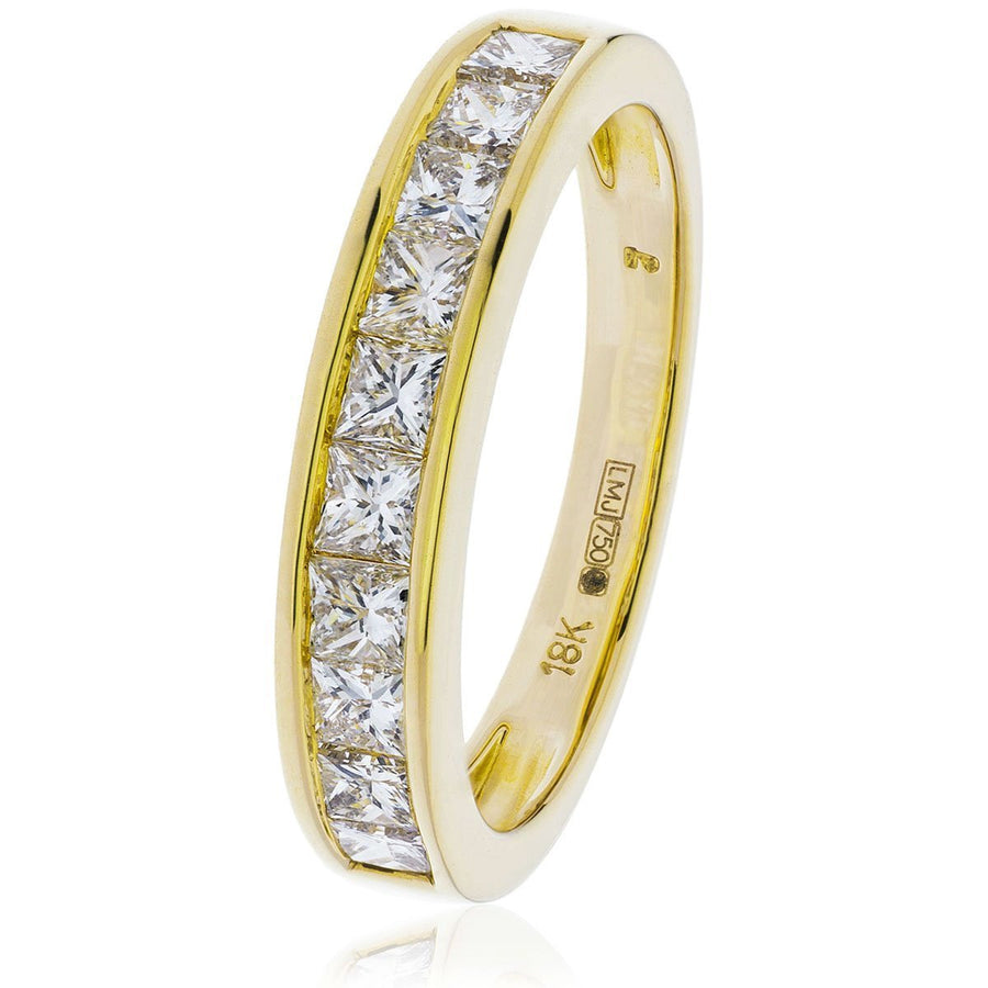 10 Stone Diamond Eternity Ring 1.00ct F-VS Quality in 18k Yellow Gold - David Ashley
