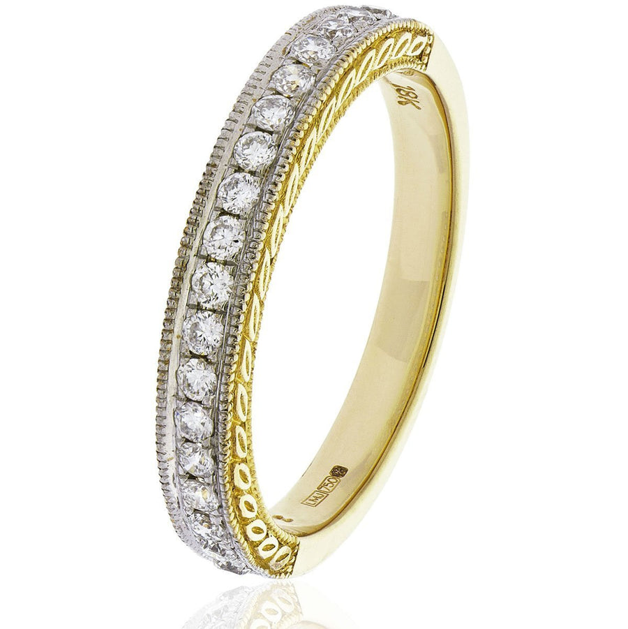 13 Stone Diamond Eternity Ring 0.50ct F-VS Quality in 18k Yellow Gold - David Ashley