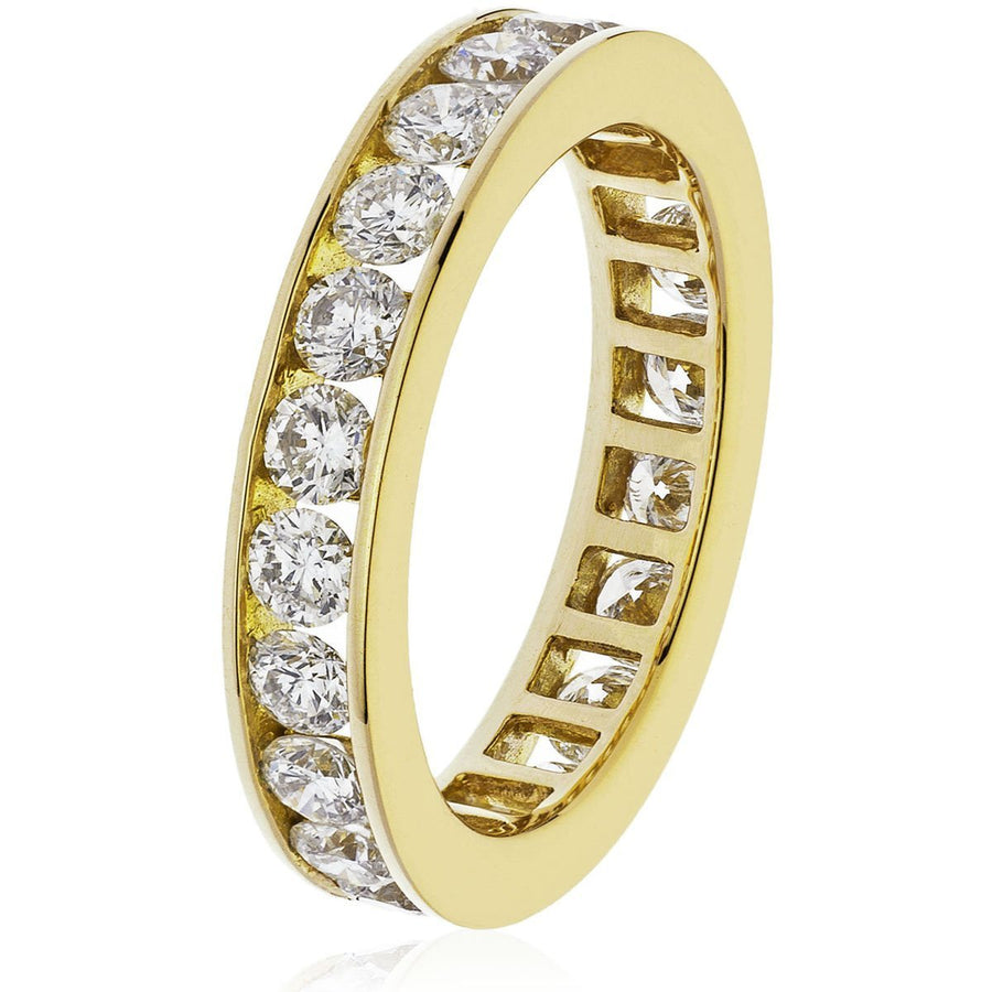 4.0mm Diamond Eternity Ring 2.00ct F-VS Quality in 18k Yellow Gold - David Ashley