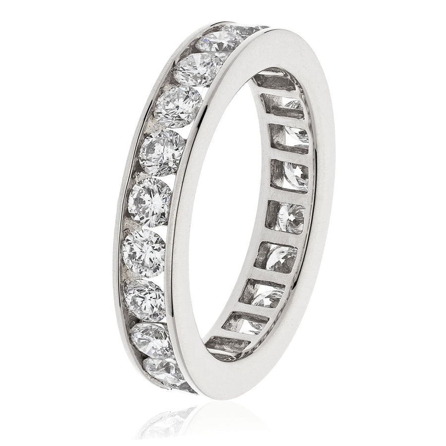 4.0mm Diamond Full Eternity Ring 2.00ct F-VS Quality in 18k White Gold - David Ashley