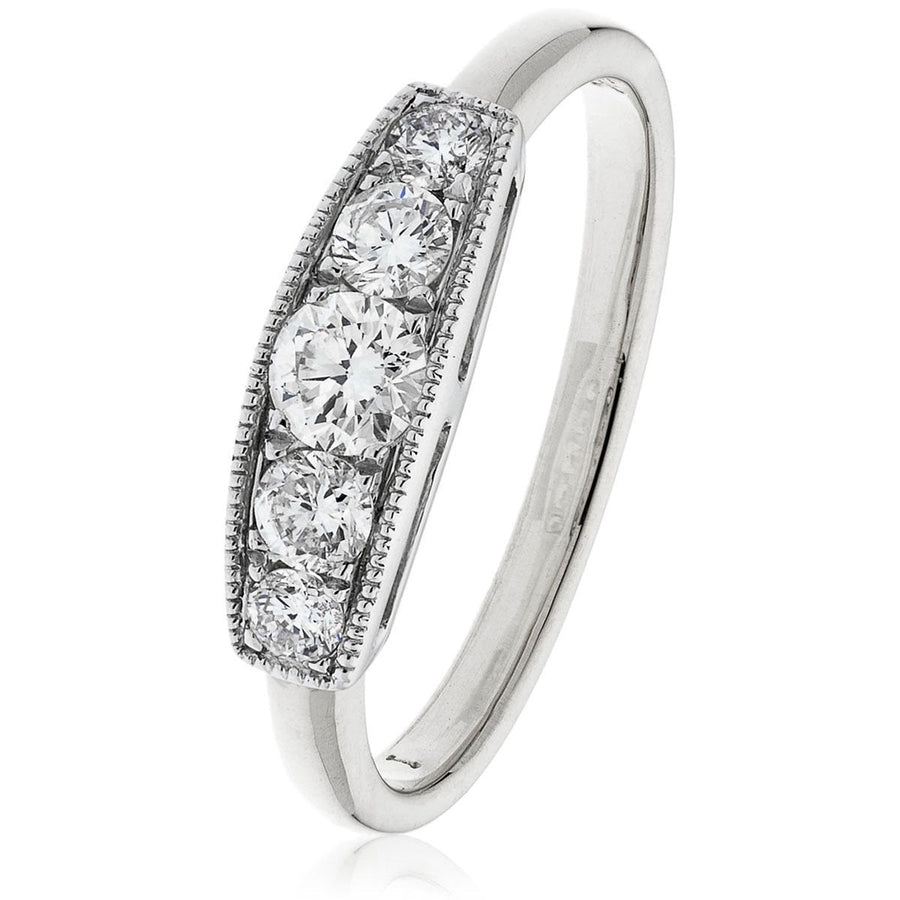 5 Stone Diamond Eternity Ring 0.50ct F-VS Quality in 18k White Gold - David Ashley
