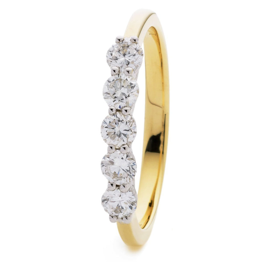 5 Stone Diamond Eternity Ring 2.00ct F-VS Quality in 18k Yellow Gold - David Ashley