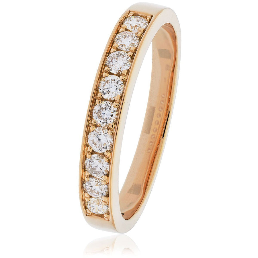 9 Stone Diamond Eternity Ring 0.50ct F-VS Quality in 18k Rose Gold - David Ashley