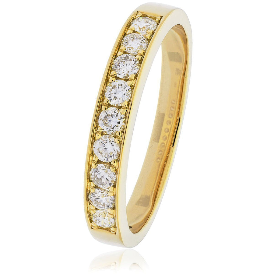 9 Stone Diamond Eternity Ring 0.50ct F-VS Quality in 18k Yellow Gold - David Ashley