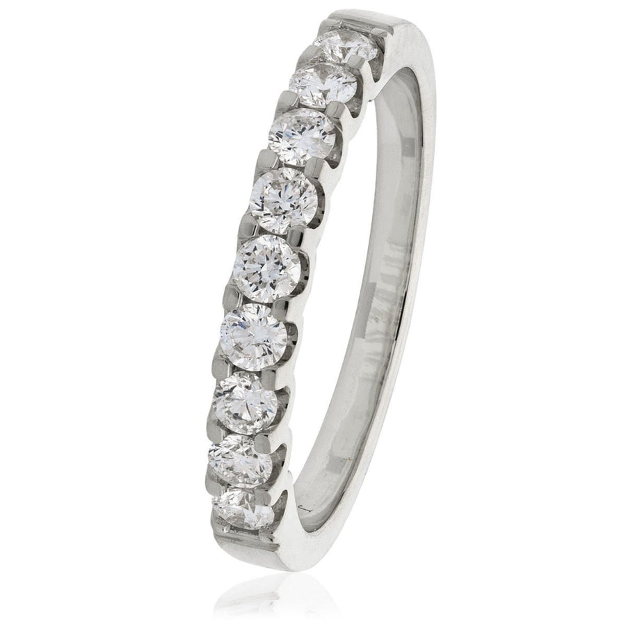 9 Stone Diamond Eternity Ring 1.00ct F-VS Quality in 18k White Gold - David Ashley