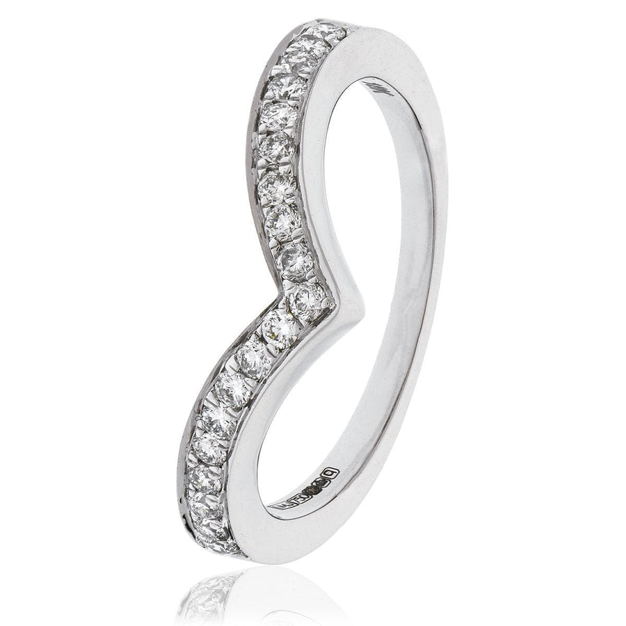 Diamond 15 Stone Wishbone Ring 0.50ct G-SI Quality in 18k White Gold - David Ashley