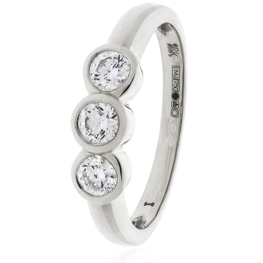 Diamond 3 Stone Engagement Ring 1.00ct F-VS Quality in Platinum - David Ashley