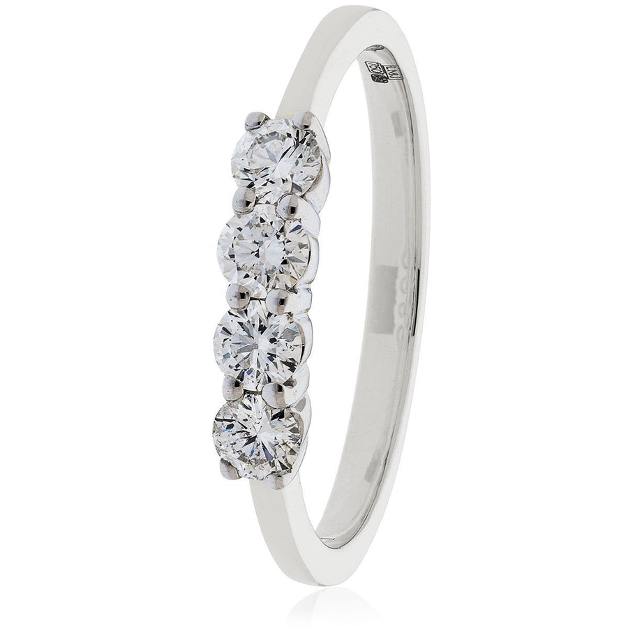 Diamond 4 Stone Eternity Ring 0.45ct F-VS Quality in 18k White Gold - David Ashley