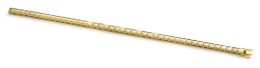 Diamond 5 Stone Bracelet 0.50ct F VS Quality in 18k Yellow Gold - David Ashley