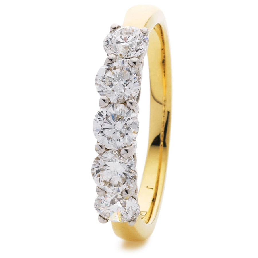 Diamond 5 Stone Eternity Ring 1.00ct F-VS Quality in 18k Yellow Gold - David Ashley