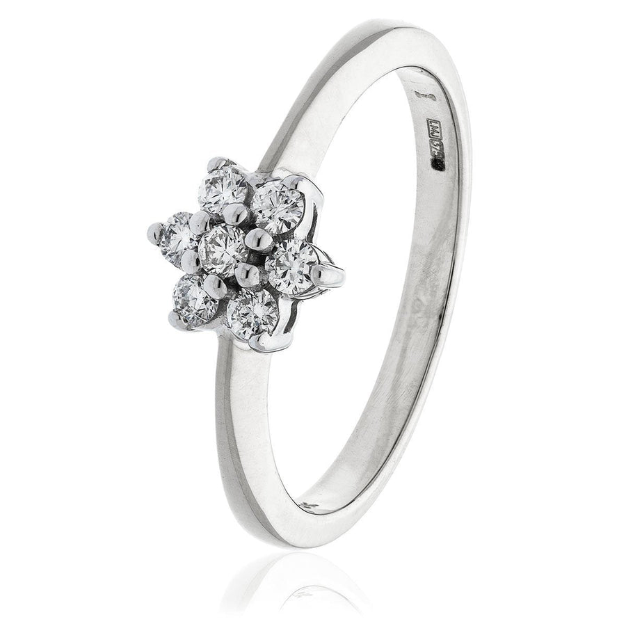 Diamond 7 Stone Cluster Ring 0.25ct F-VS Quality in 18k White Gold - David Ashley