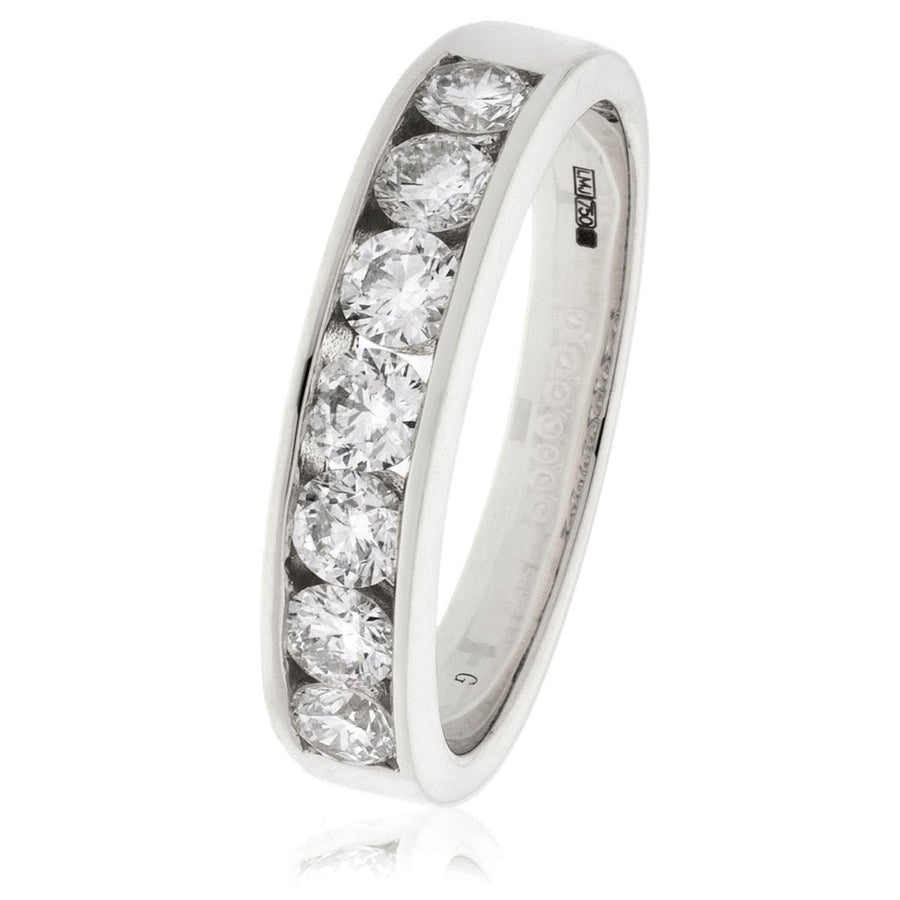 Diamond 7 Stone Eternity Ring 1.00ct F-VS Quality in 18k White Gold - David Ashley