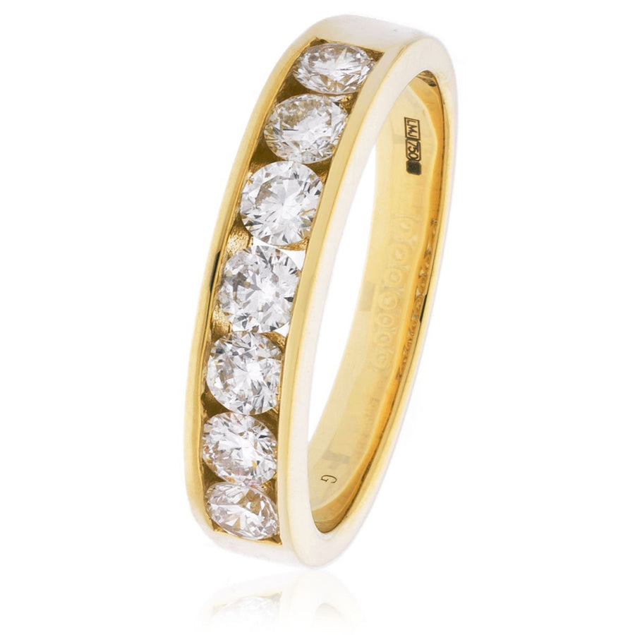 Diamond 7 Stone Eternity Ring 2.00ct F-VS Quality in 18k Yellow Gold - David Ashley