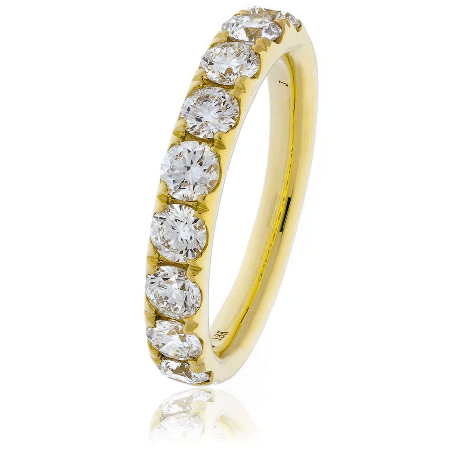 Diamond 7 Stone Eternity Ring 2.20ct F-VS Quality in 18k Yellow Gold - David Ashley