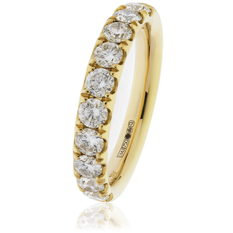 Diamond 8 Stone Eternity Ring 1.50ct F-VS Quality in 18k Yellow Gold - David Ashley