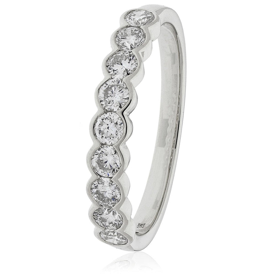 Diamond 9 Stone Eternity Ring 0.60ct F-VS Quality in 18k White Gold - David Ashley