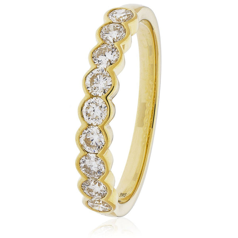 Diamond 9 Stone Eternity Ring 0.60ct F-VS Quality in 18k Yellow Gold - David Ashley