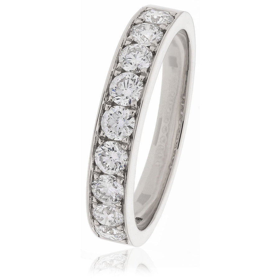 Diamond 9 Stone Eternity Ring 0.75ct F-VS Quality in 18k White Gold - David Ashley