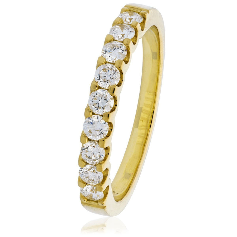 Diamond 9 Stone Eternity Ring 0.80ct F-VS Quality in 18k Yellow Gold - David Ashley