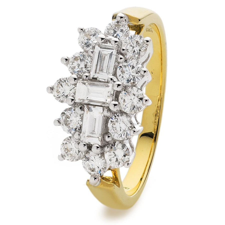 Diamond Boat Cluster Ring 0.50ct F-VS Quality in 18k Yellow Gold - David Ashley