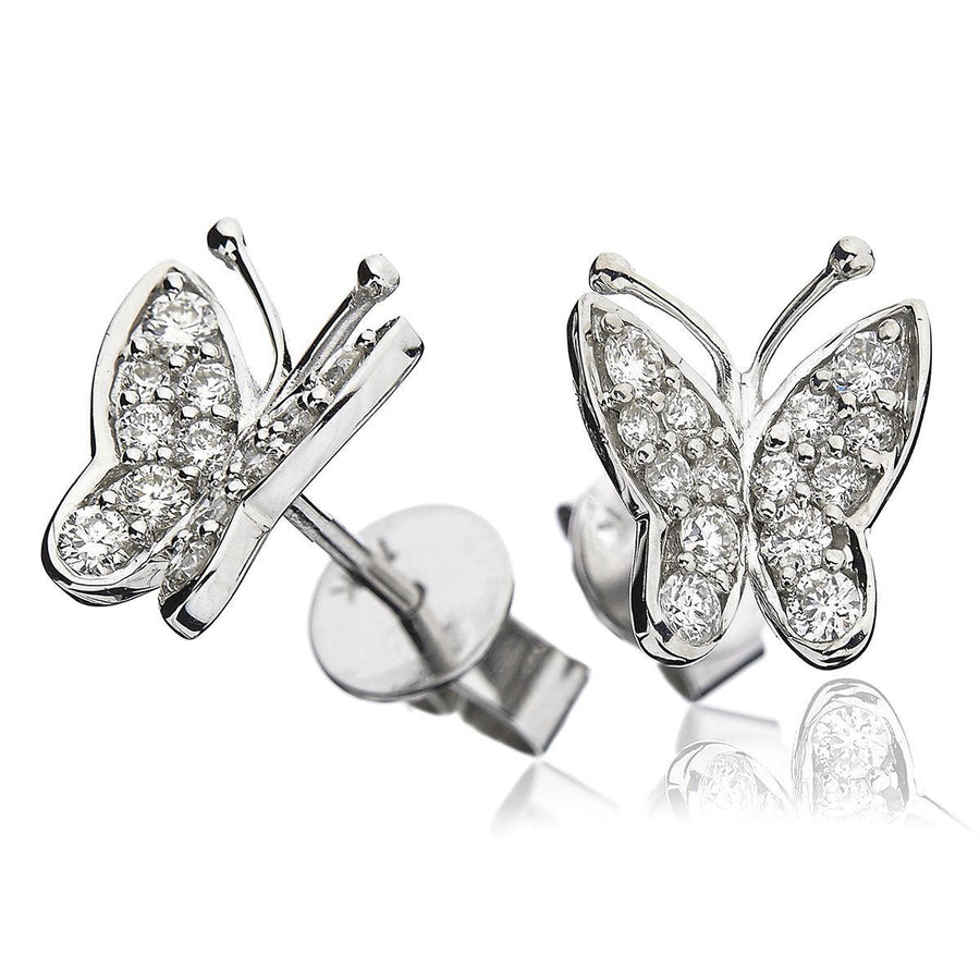 Diamond Butterfly Earrings 0.40ct F VS Quality in 18k White Gold - David Ashley
