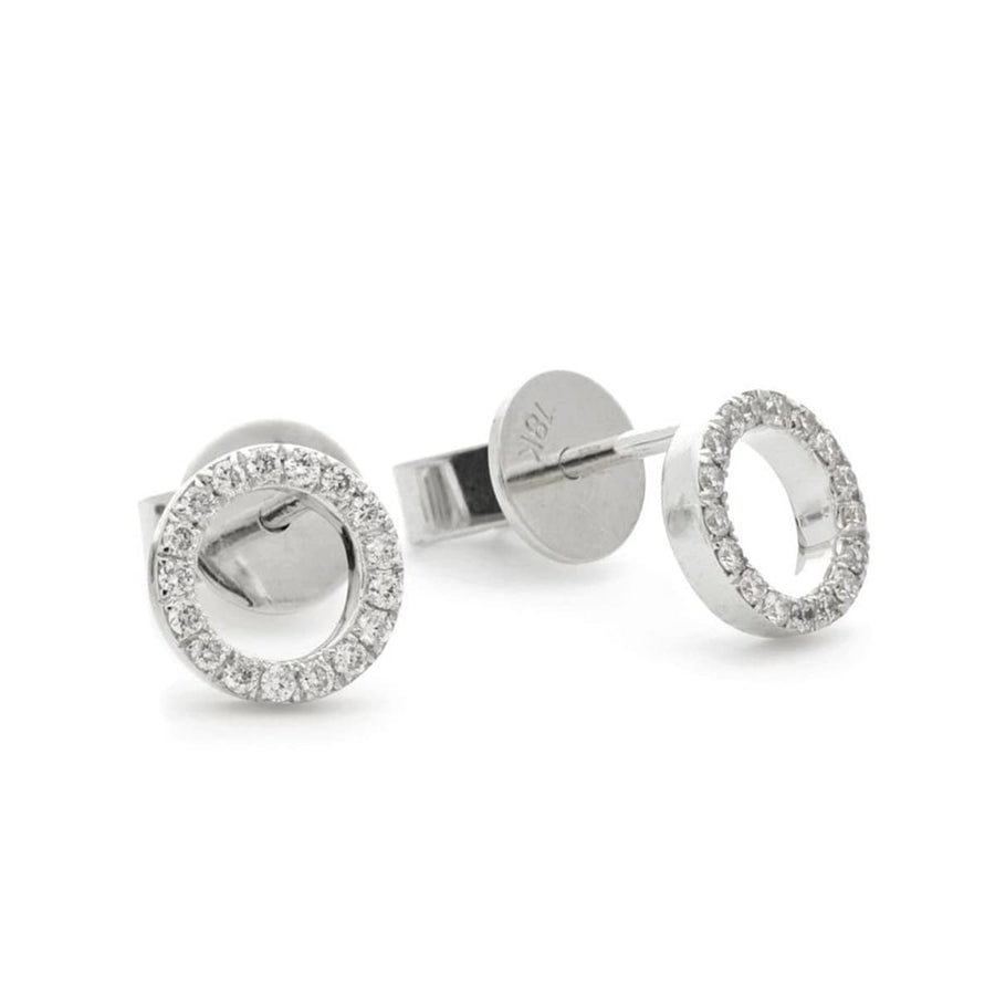 Diamond Circle of Life Earrings 0.15ct F VS Quality in 18k White Gold - David Ashley