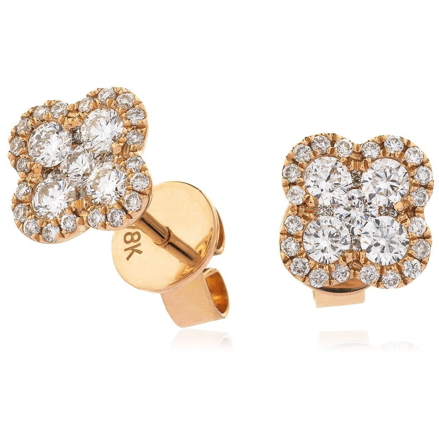 Diamond Cluster Earrings 0.50ct F VS Quality in 18k Rose Gold - David Ashley