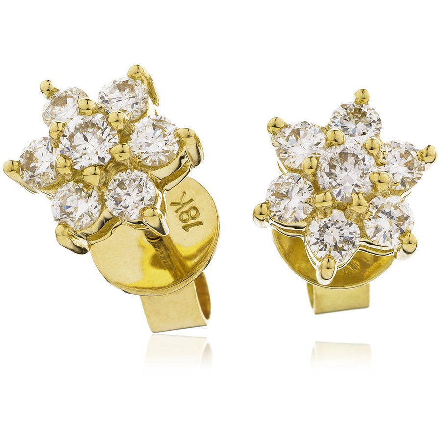 Diamond Cluster Earrings 0.50ct F VS Quality in 18k Yellow Gold - David Ashley