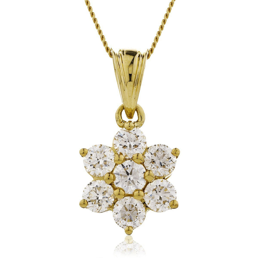 Diamond Cluster Pendant Necklace 0.25ct F VS Quality in 18k Yellow Gold - David Ashley