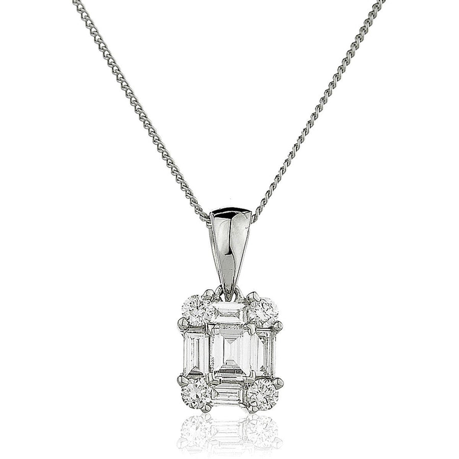 Diamond Cluster Pendant Necklace 0.30ct F VS Quality in 18k White Gold - David Ashley
