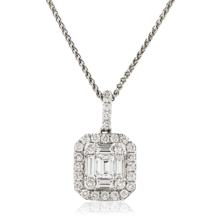 Diamond Cluster Pendant Necklace 0.33ct F VS Quality in 18k White Gold - David Ashley