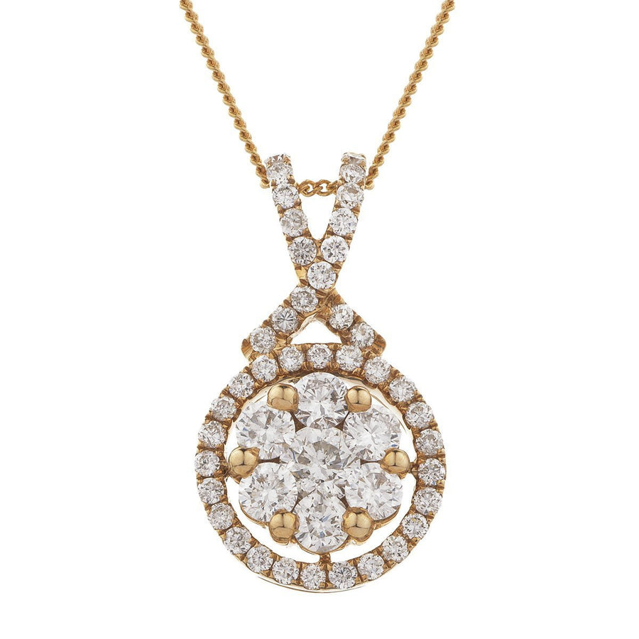 Diamond Cluster Pendant Necklace 0.60ct F VS Quality in 18k Rose Gold - David Ashley