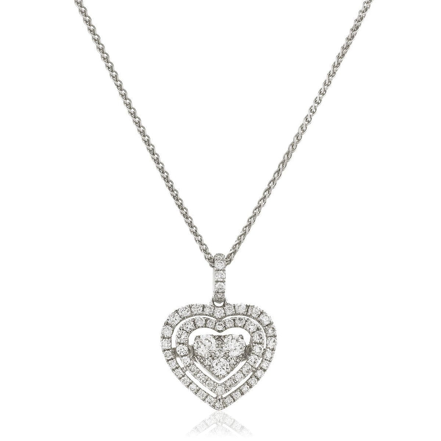 Diamond Cluster Pendant Necklace 0.65ct F VS Quality in 18k White Gold - David Ashley