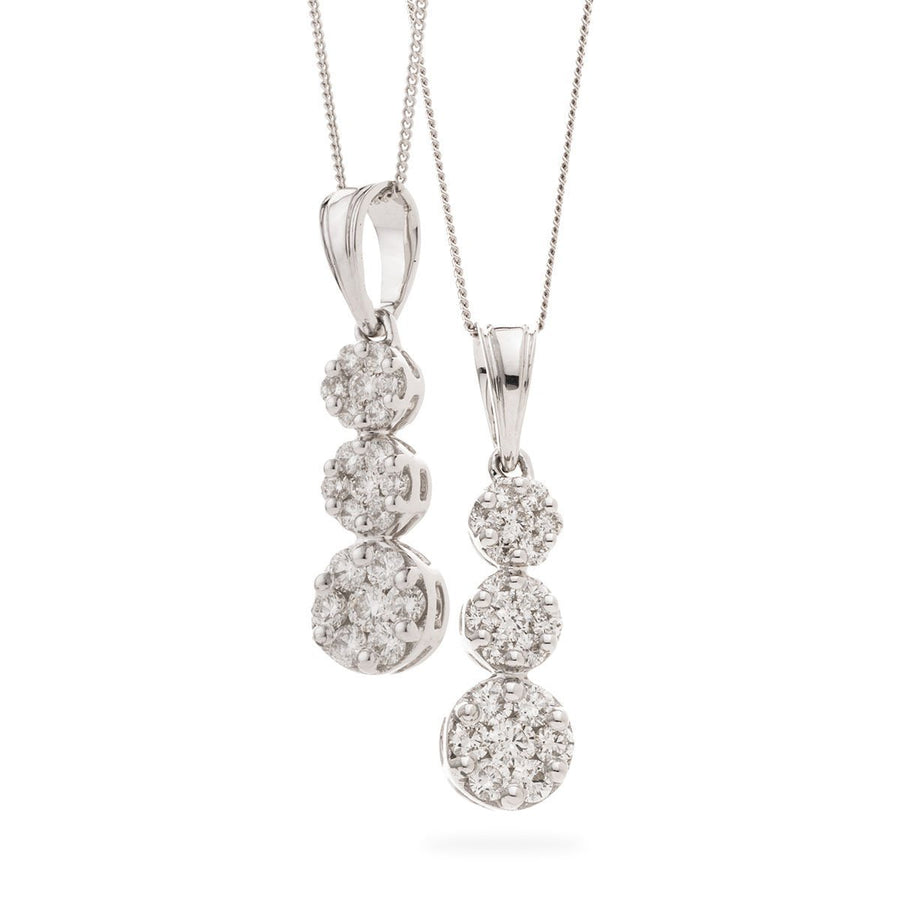 Diamond Cluster Pendant Necklace 2.00ct F VS Quality in 18k White Gold - David Ashley