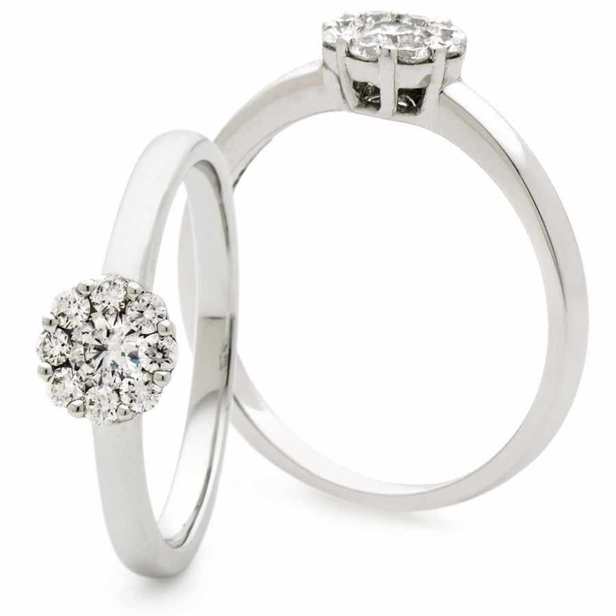 Diamond Cluster Ring 0.40ct F-VS Quality in 18k White Gold - David Ashley