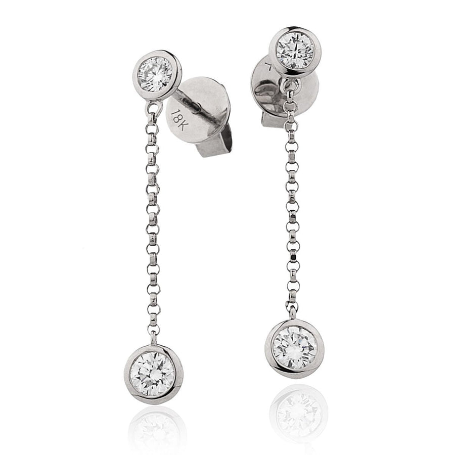 Diamond Drop Earrings 0.55ct F VS Quality in 18k White Gold - David Ashley