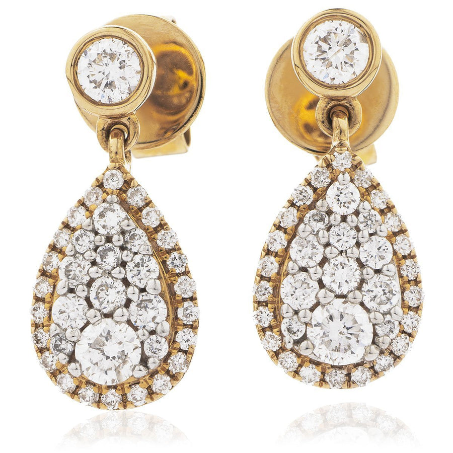 Diamond Drop Earrings 0.70ct F VS Quality in 18k Rose Gold - David Ashley