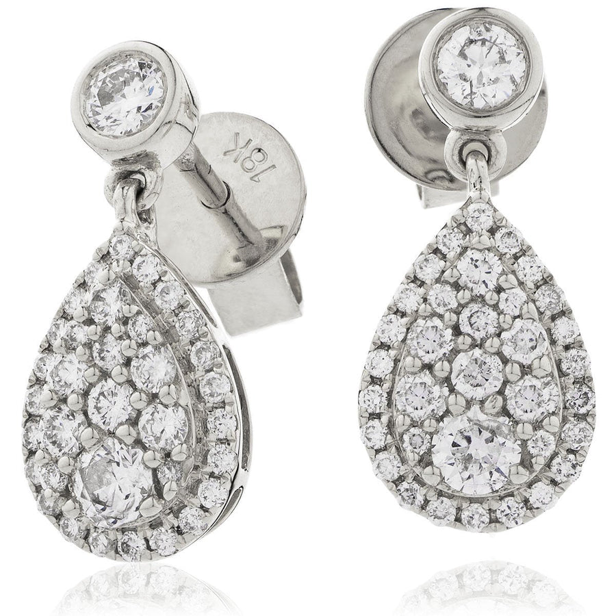 Diamond Drop Earrings 0.70ct F VS Quality in 18k White Gold - David Ashley
