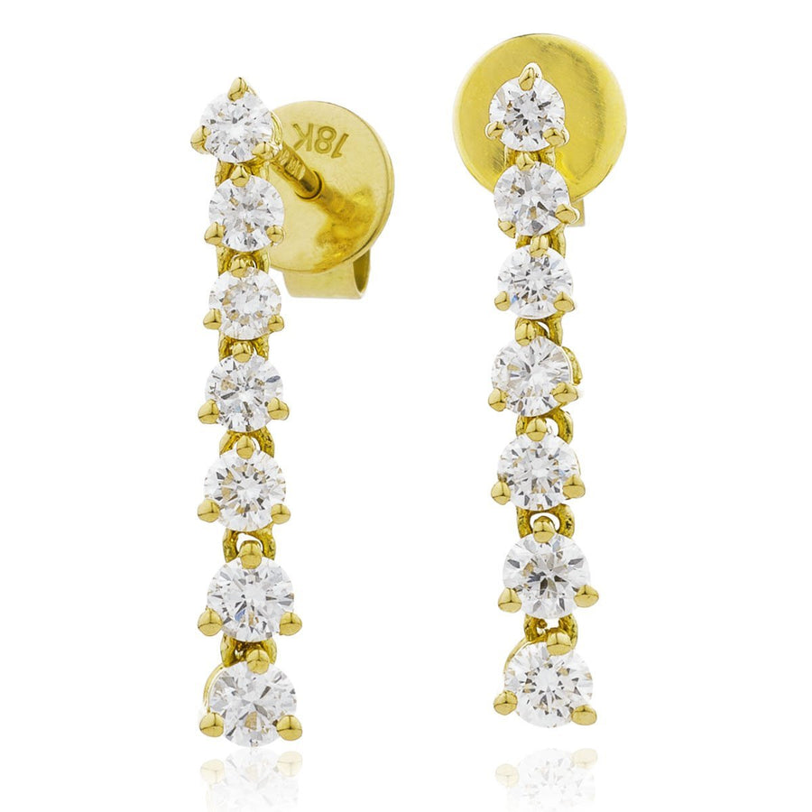 Diamond Drop Earrings 0.75ct F VS Quality in 18k Yellow Gold - David Ashley