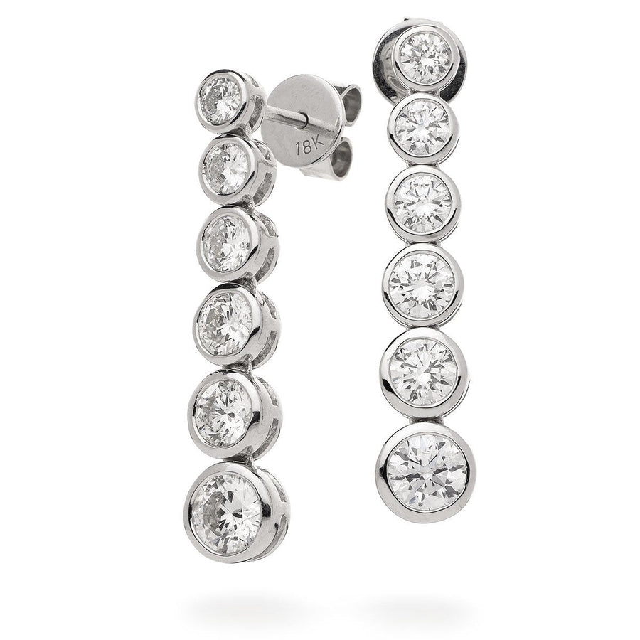 Diamond Drop Earrings 0.80ct F VS Quality in 18k White Gold - David Ashley