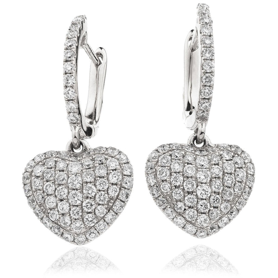 Diamond Drop Earrings 0.90ct F VS Quality in 18k White Gold - David Ashley