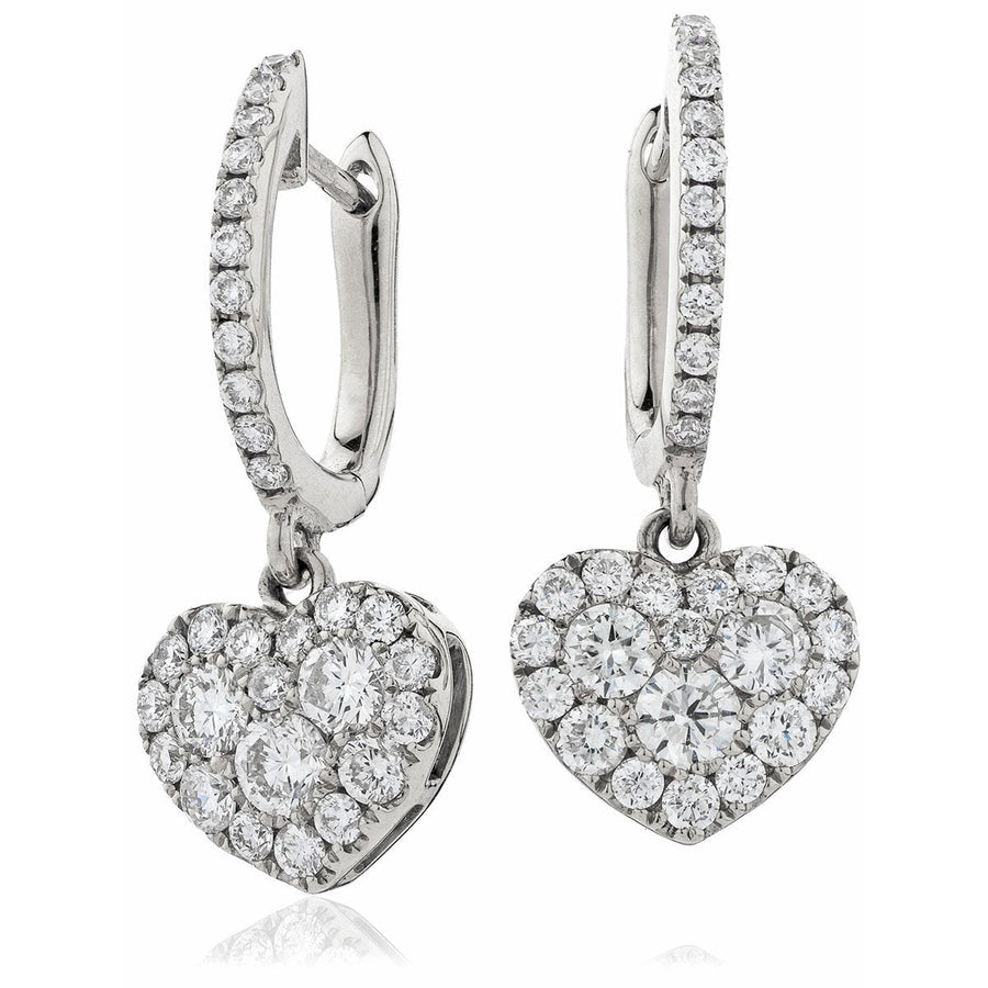 Diamond Drop Earrings 0.90ct F VS Quality in 18k White Gold - David Ashley