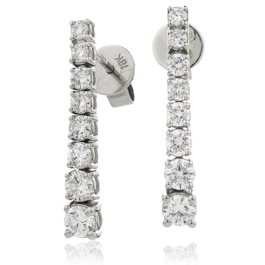 Diamond Drop Earrings 1.20ct F VS Quality in 18k White Gold - David Ashley