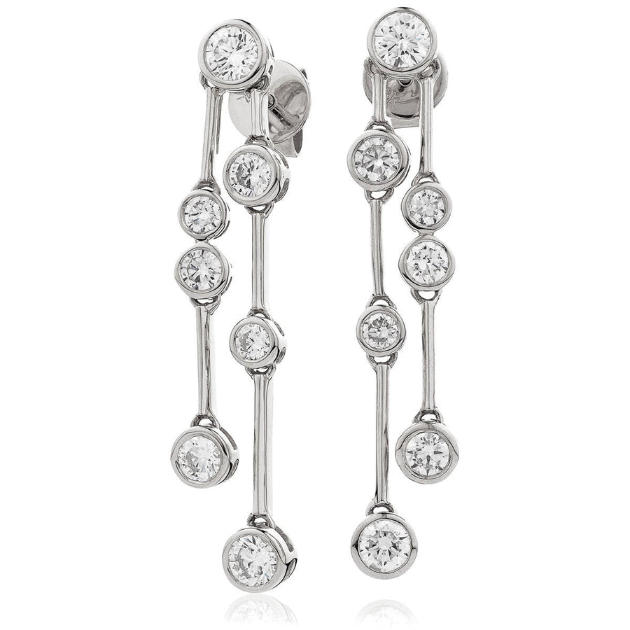 Diamond Drop Earrings 1.40ct F VS Quality in 18k White Gold - David Ashley