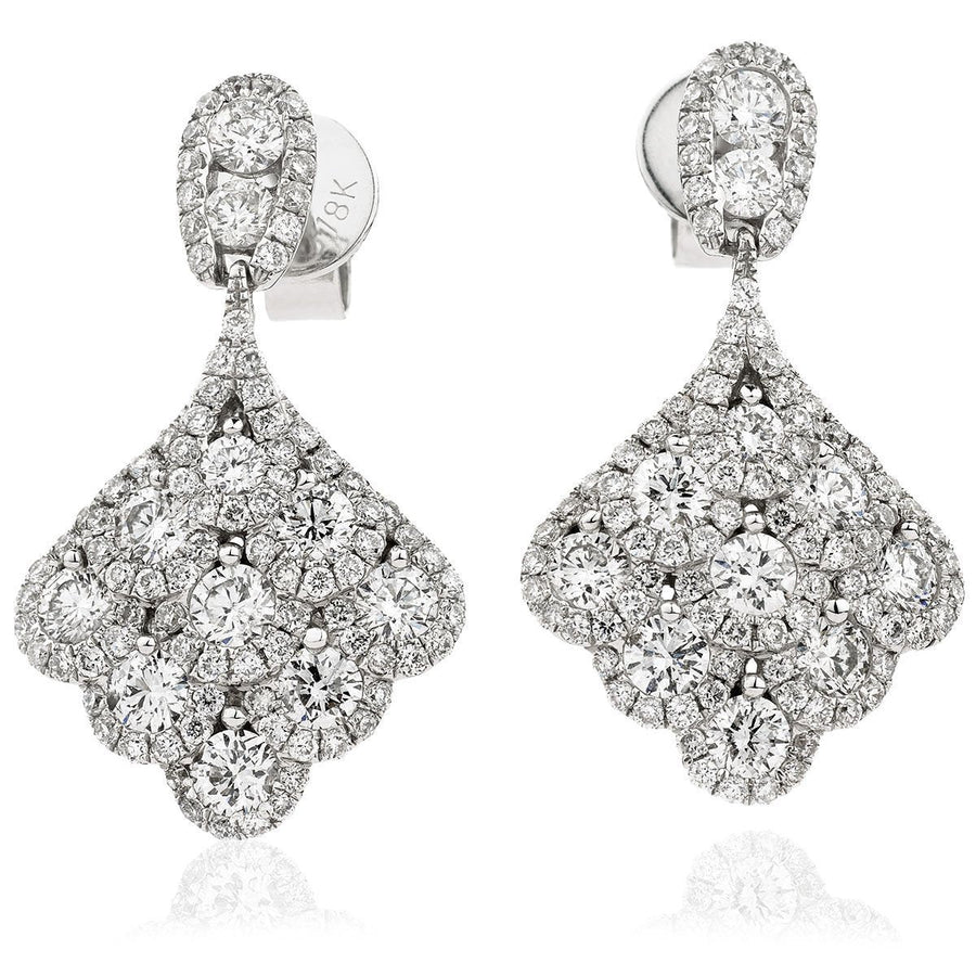 Diamond Drop Earrings 2.00ct F VS Quality in 18k White Gold - David Ashley