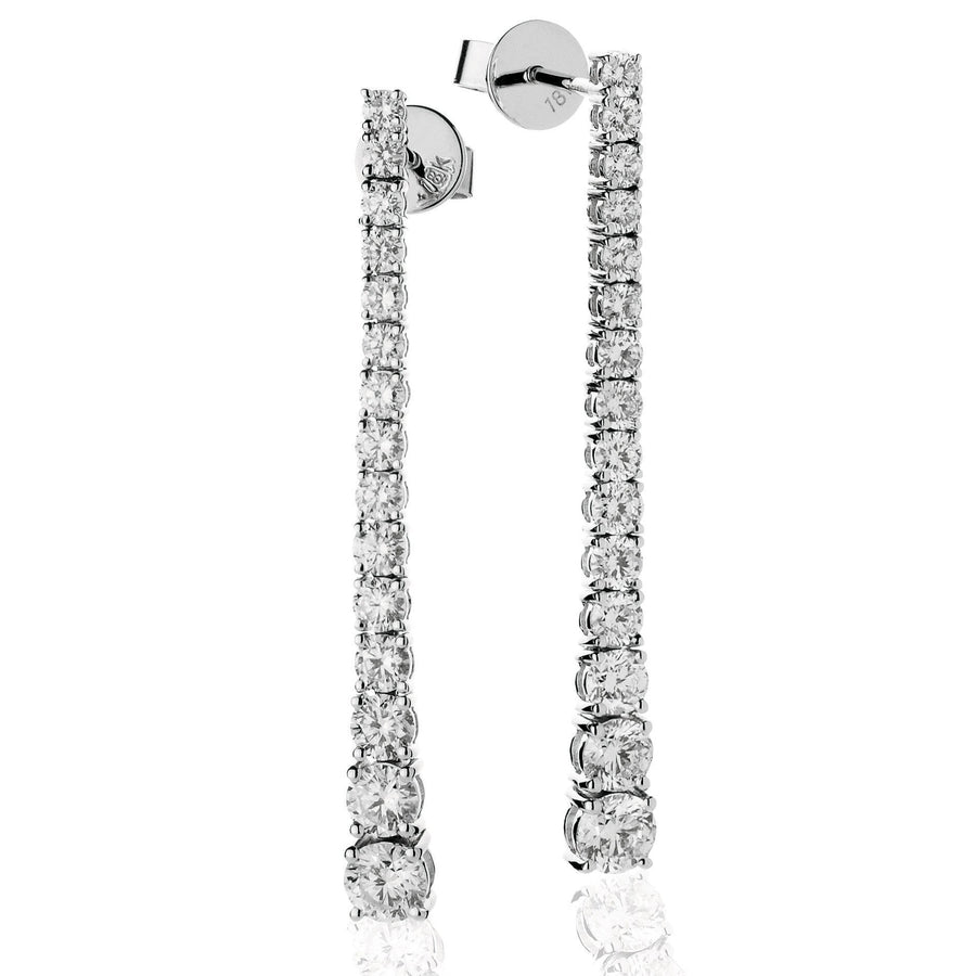 Diamond Drop Earrings 2.30ct F VS Quality in 18k White Gold - David Ashley