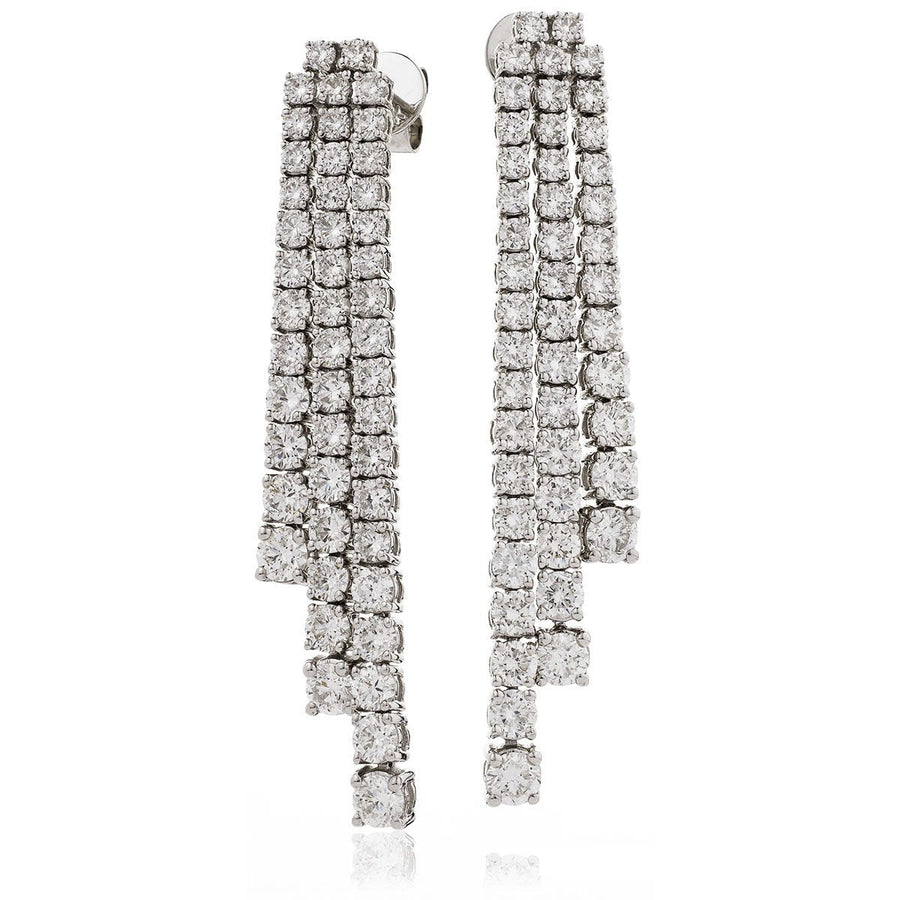 Diamond Drop Earrings 5.42ct F VS Quality in 18k White Gold - David Ashley