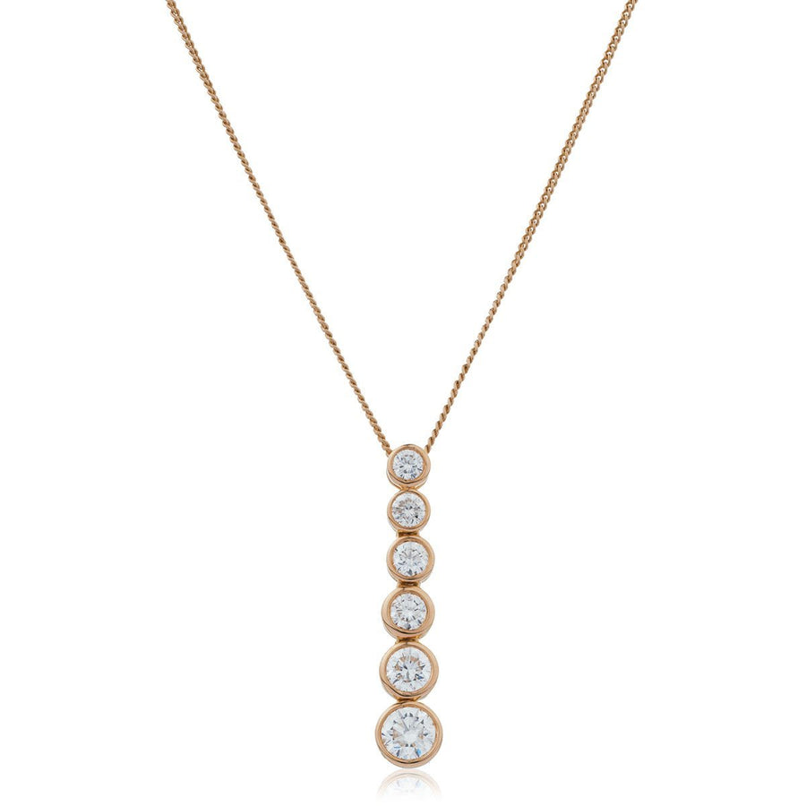 Diamond Drop Pendant Necklace 0.40ct F VS Quality in 18k Rose Gold - David Ashley