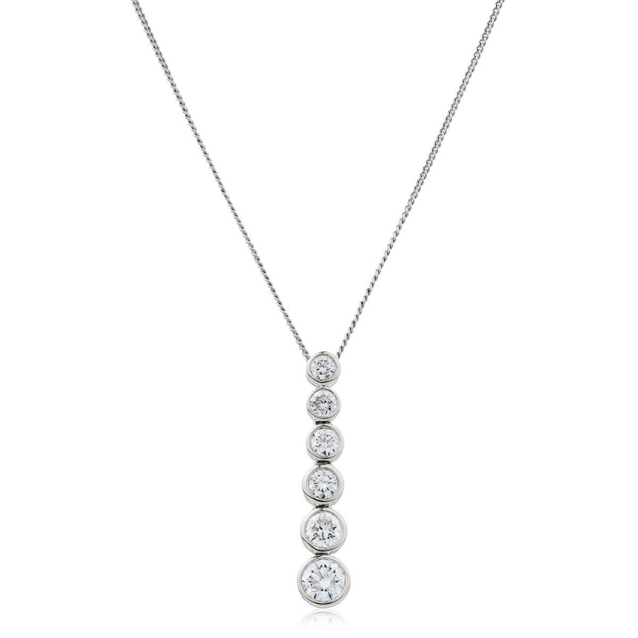 Diamond Drop Pendant Necklace 0.40ct F VS Quality in 18k White Gold - David Ashley