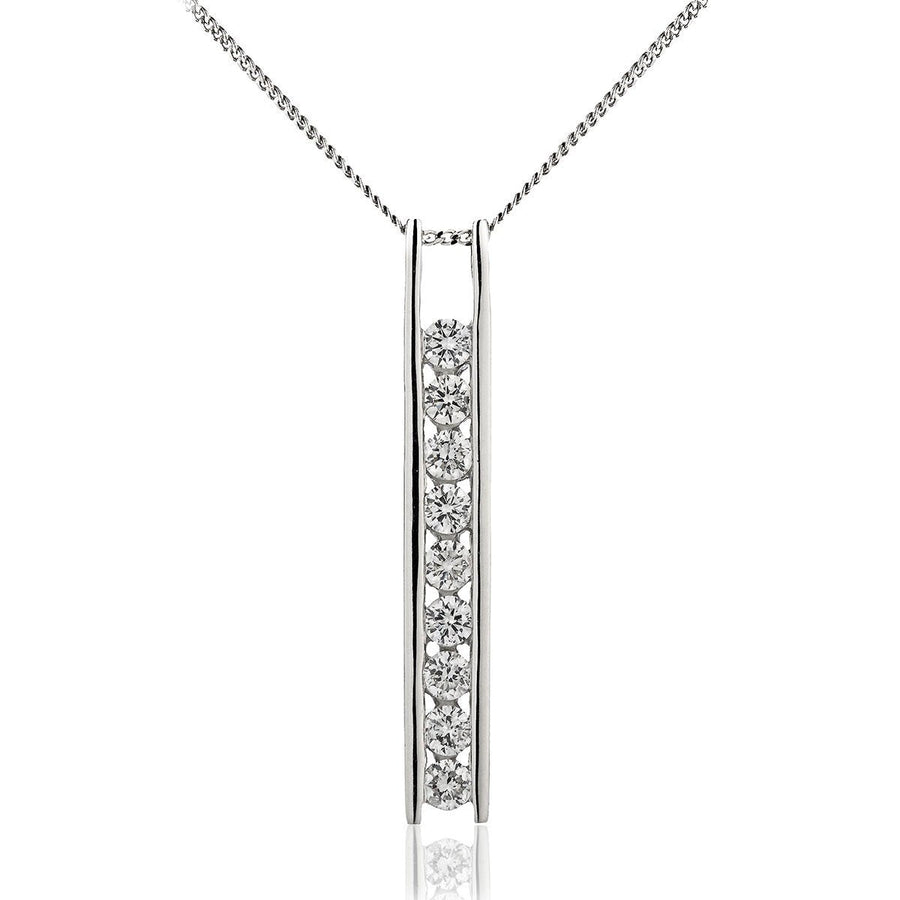 Diamond Drop Pendant Necklace 0.50ct F VS Quality in 18k White Gold - David Ashley